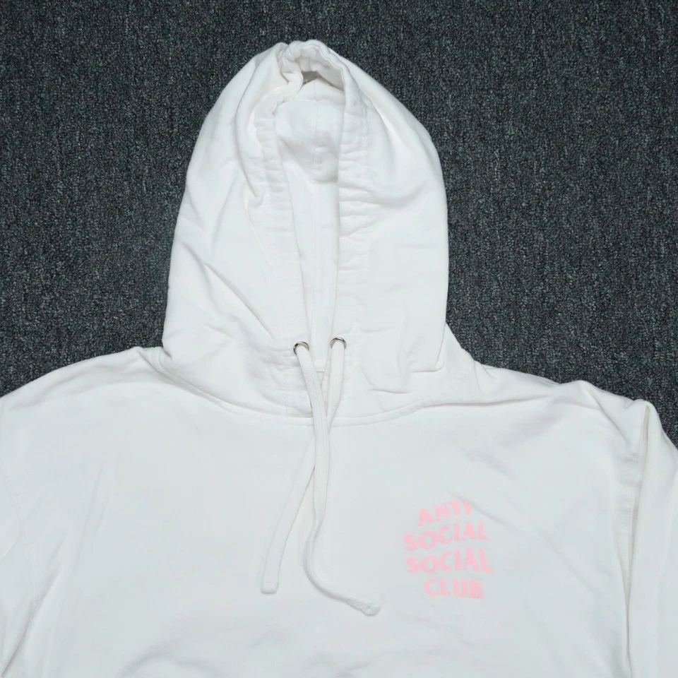 Sudadera con Capucha Anti Social Club Para Hombre Grande Blanco Rosa Manga Larga Pullover Foto 2 de 4