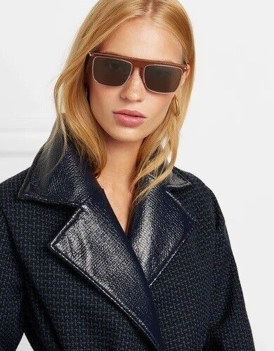 Loewe Men Sunglasses Metal Brown Leather Aviator LW40006U 33E NEW - Bild 14 von 14