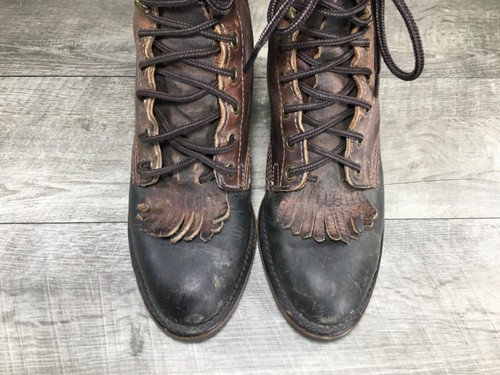 Santa Fe Boot Company Leather Granny Grunge Punk Riding Leather Womens Boots 8 - Picture 4 of 10