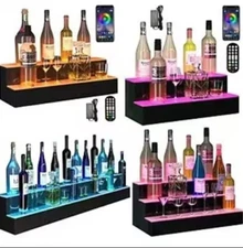 LED Lighted Liquor Bottle Display Shelf Back Bar Bottle Display Stand 24"32"39"