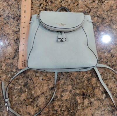 Kate Spade Leila Mint Green Pebbled Leather Drawstring Backpack
