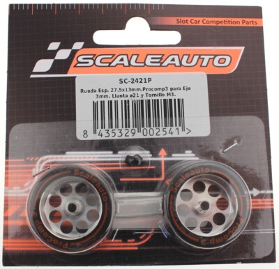 Scaleauto SC2421P Kompletträder Ø27,5x13mm ProComp-3 Moosgummi m.Ø21mm Alufelgen