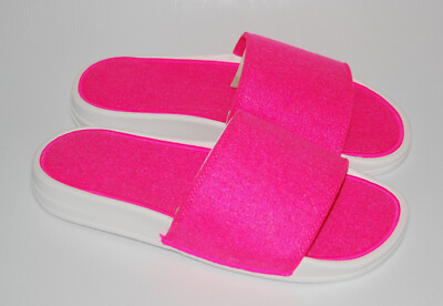 NIB FitFlop Wm's Iqushion E01 Hot Pink Felt Slide Sandals sz 10