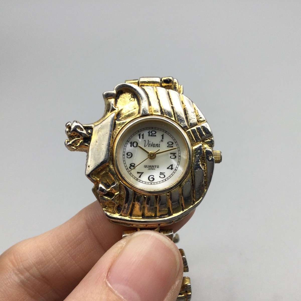 Working Vivani Noah\'s Arc Watch Women 36mm Gold Tone‎ Animal Band Band Fit 6in Vivani Noah main image 3