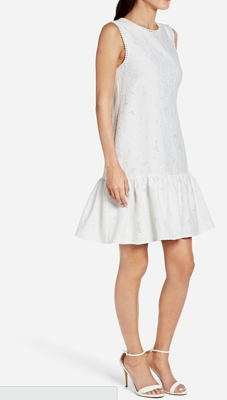 Maggy London Lace Ruffle Dress 2P White Sleeveless Cutout back $138  Nordstrom | eBay