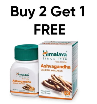 Himalaya Ashvagandha Tabs For General Wellness FREE SHIP Exp. 2028 Buy 2 Get 1