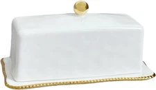 HAN SHENG Ceramic Butter Dish with Lid - Airtight Keeper Countertop Storage Cont