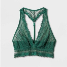 NWT Auden sz M / L Green Unlined Racerback Lace Bra Bralette Pullover Apex AE69