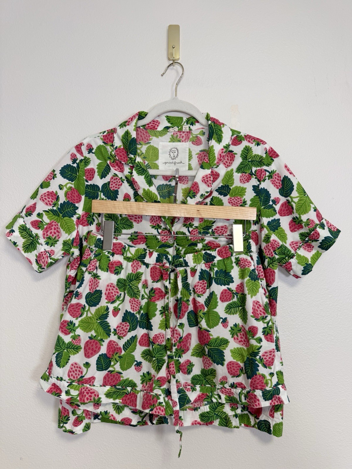 Printfresh Strawberry Fields 3pc pajama set Sz S … - image 13