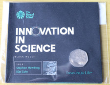 Stephen Hawking Black Holes Innovation in Science 2019 50p UK Coin Sealed Pack - Available on eBay