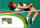 Dr Jim Stamps 13C 1984 Olympics High Jump First Day Issue Maximum Card