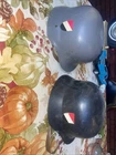 2 - Marx Toy Playset Military Helmet WWII German Vtg 1960 Chin Strap Grey Black