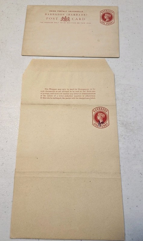 Barbados-1882/1892 Period-unused Postal Card & Surchsrged Wrapper