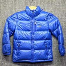 Polo Ralph Lauren Boys Large 14-16 Blue Glossed Down Puffer Jacket Coat Water