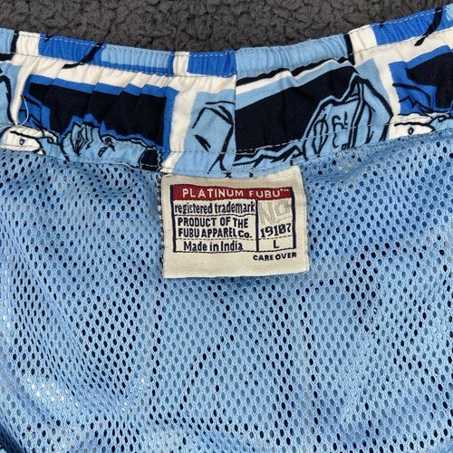 Vintage Y2K Platinum Fubu Fat Albert All Over Print Blue Check Swim Shorts L - Imagen 4 de 18