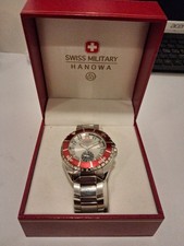★★★orologio Watch SWISS MILITARY HANOWA SEALANDER 6-595 RED BEZEL new In Box