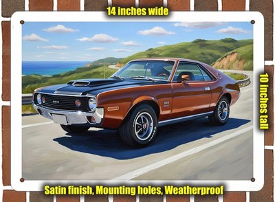 Metal Sign - 1970 AMC AMX 4 Oil Painting - 14x10