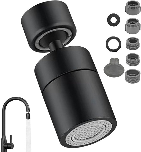 Wasserhahn Aufsatz Schwenkbar,360° Drehbar Doppelfunktion Wasserhahn-image