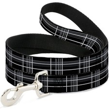 Dog Leash 6-FEET Plaid Black/Gray WIDE 1.5"
