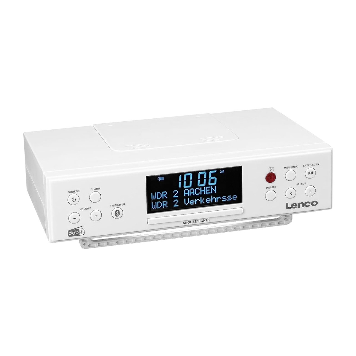 Radio-réveil de cuisine KCR-190WH compact avec Bluetooth et écran LED 3,3" blanc