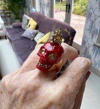 Alexander McQueen Resin And Crystal Mohawk Skull Ring