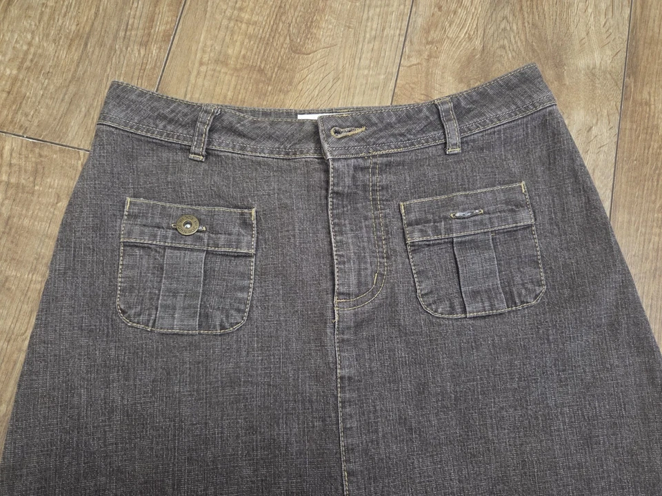 Debenham John Rocha Women's Grey Denim Pockets Mid Skirt Uk Size 10 Used - Image 3 of 4