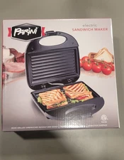 NEW-Electric Sandwich Maker Non Stick Surface Indicator Light Portable Parini 