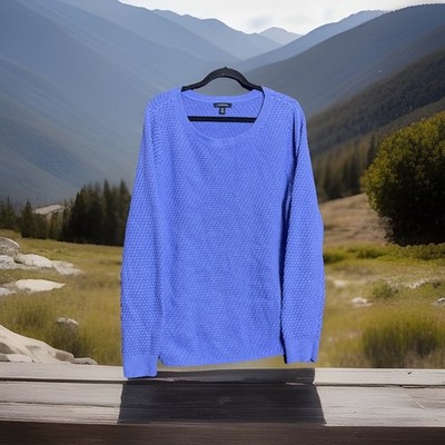 Lands End Pullover Blue Long Sleeve Sweater Baumwolle 60% Size XL