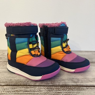 Merrell Alpine Puffer Waterproof Snow Boot Kids Toddler Size 8M EU25 Rainbow