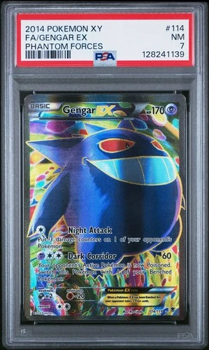 2014 POKEMON XY PHANTOM FORCES #114 FULL ART/GENGAR EX PSA 7