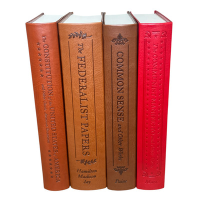 Set of 4 COMMON SENSE, FEDERALIST PAPERS, CONSTITUTION, COMMUNIST Leather
