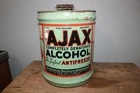 Vintage 1940's Ajax Alcohol Antifreeze Gas Station 5 Gallon Metal Oil Can Sign