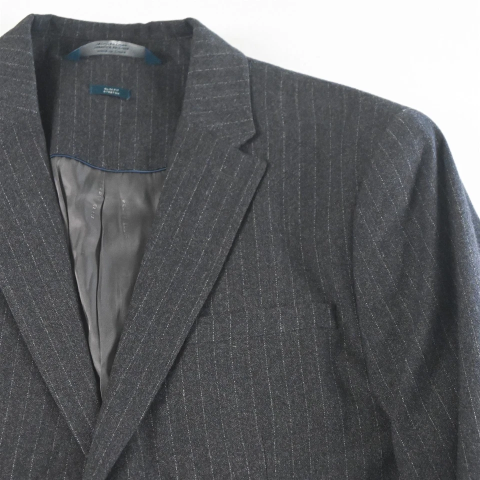 Perry Ellis 42R 36x30 Gray Striped Flannel Slim Mens Jacket Pants Suit - Image 3 of 4