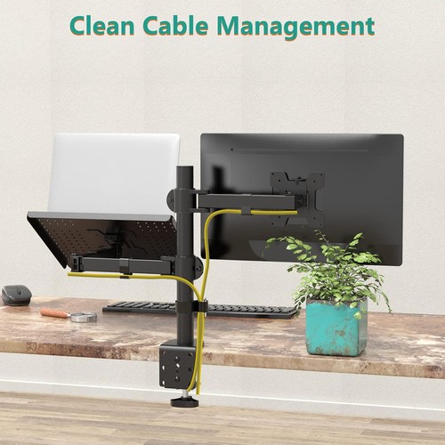 WALI Single LCD Monitor Desk Mount Fully Adjustable Stand with Extra Black - Picture 7 of 8