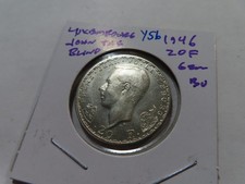 Y56 Luxembourg 1946 Silver 20 Francs John The Blind Gem BU