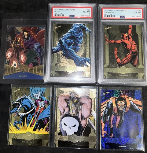 2024 Marvel Metal Universe Avengers Gold Beast Daredevil PSA Bonus Cards Gambit