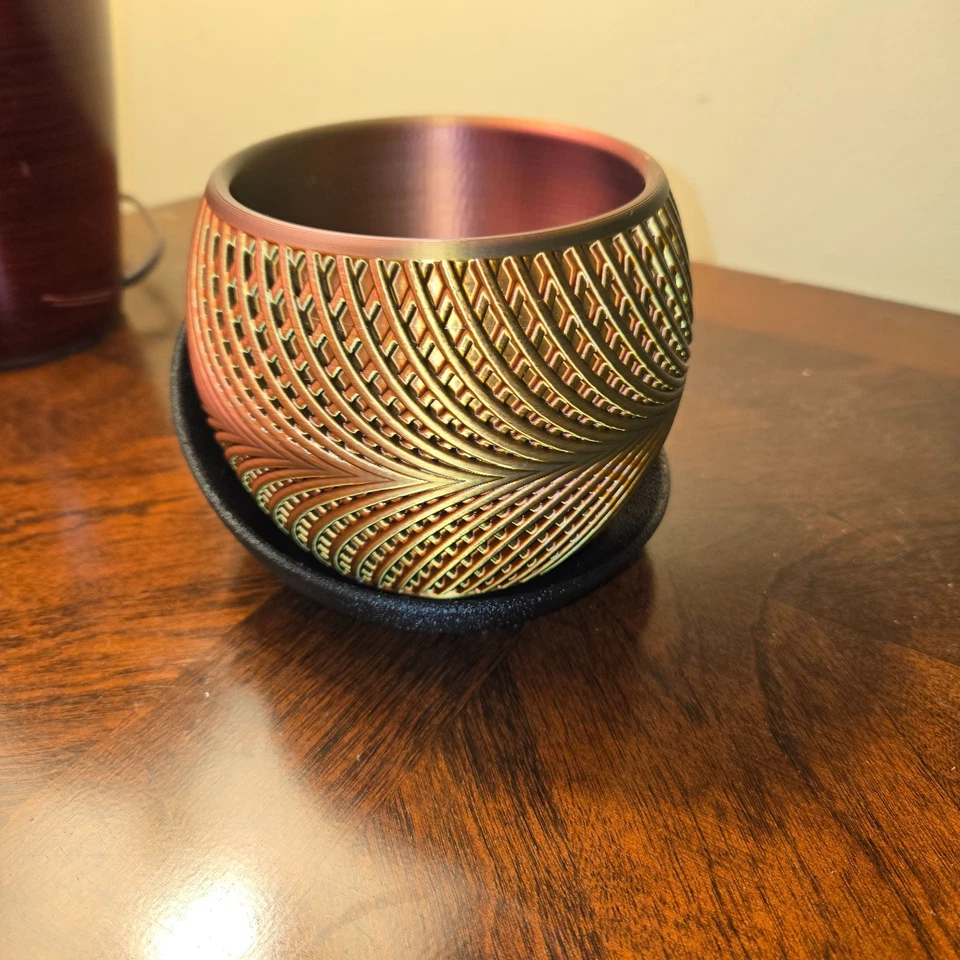 Maceta impresa en 3D 2 piezas esquema de color prismático hermoso cambio de color Foto 4 de 4