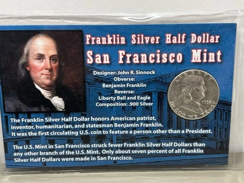 1952 S Franklin 90% Silver Half Dollar San Francisco Mint Commemorative Package