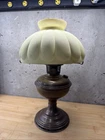 Antique Aladdin Model 6 Brass Oil Lamp  Milk Glass Yellow Shade.  Read!