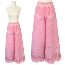 1960s Vintage Pink Pants Set 60s Hostess Matching Set Bikini XS Small Swimwear