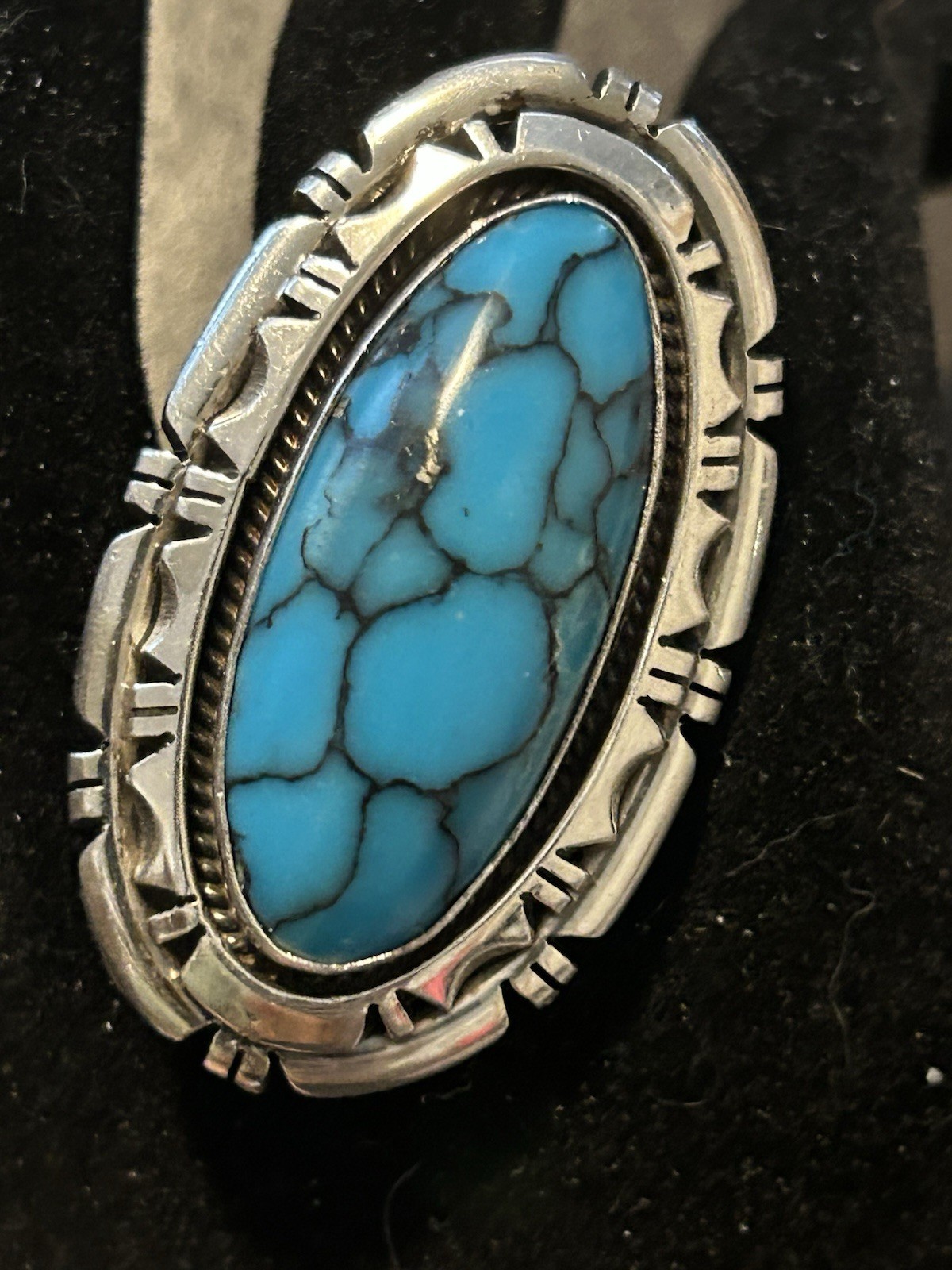 Native Signed Large Turquoise Ring - image 6