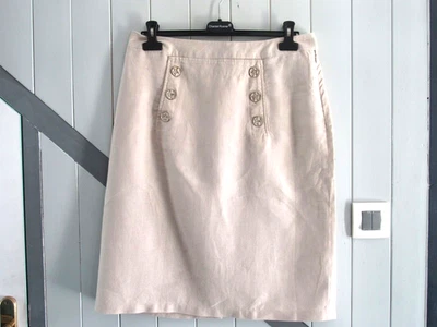 Jupe en lin beige T 42 Saint James - Photo 1/4
