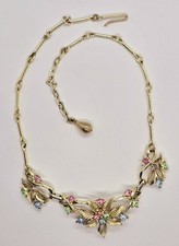 VINTAGE NECKLACE 1950s VENDOME TUTTI FRUITTI GOLD PLATED COSTUME JEWELLERY