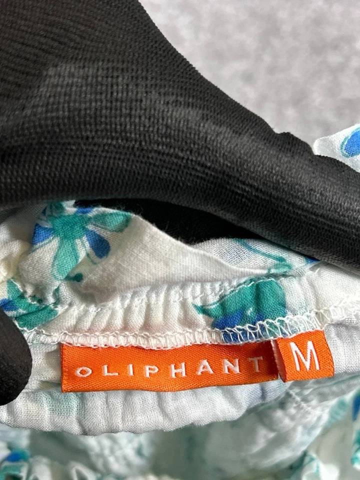 Olpihant Dress Womens Medium White Blue Floral Cotton Blouson - Image 3 of 4