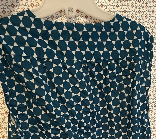 Banana Republic Sleeveless Ocean Blue GEOMETRIC Top Size S Cotton EXCELLENT - Picture 2 of 4