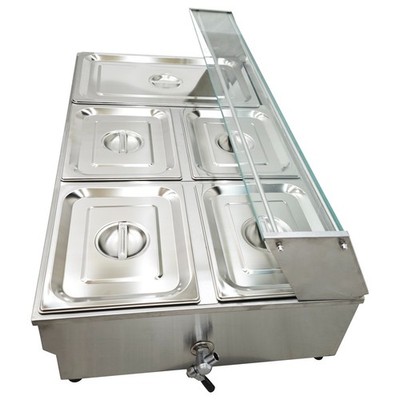 5 Pan Buffet Food Warmer Server with 4x1/2Pan&1 Full Size Food insulation Tool