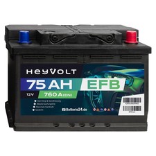 HeyVolt 75Ah 12V 760A/EN EFB Autobatterie Starterbatterie absolut wartungsfrei