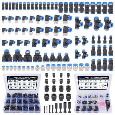 XaXmTee 123 Pcs Quick Connect Air Line 123 PCS Assortment, Black-123PCS