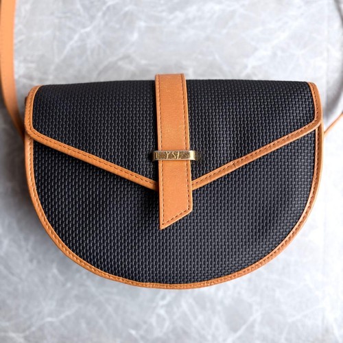 Yves Saint Laurent Vintage Shoulder Bag Leather Adjustable Strap Japan
