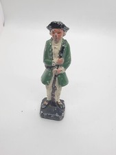 Vintage 3.6" Cast Iron Metal Colonial Soldier Minute Man Green Figurine Toy